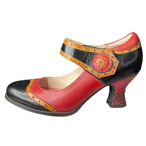 L’artiste X Spring Step Women’s Mary Ellen Red Black Mary Jane Size 39 US 8.5 - Picture 3 of 11